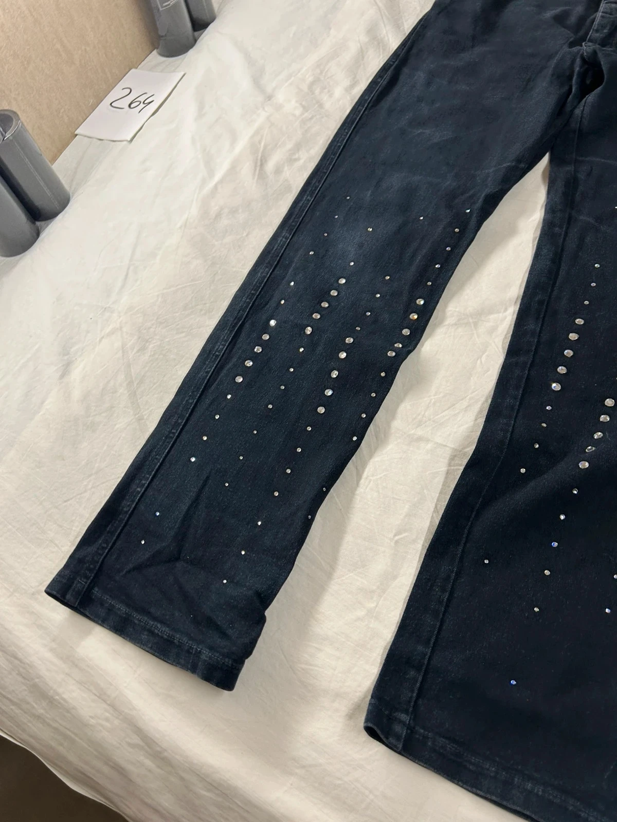 Jean negro recto con strass vintage bianca maria caselli talla 44 – photo 5